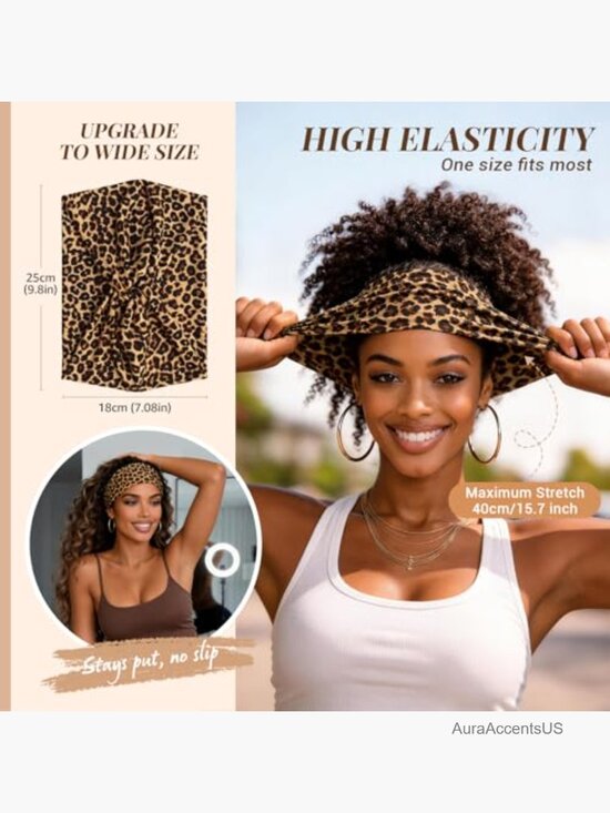 8 Pk 7.08 Inch Wide Turban Headbands Non-Slip Moisture-Wicking Workout Sports main image 6